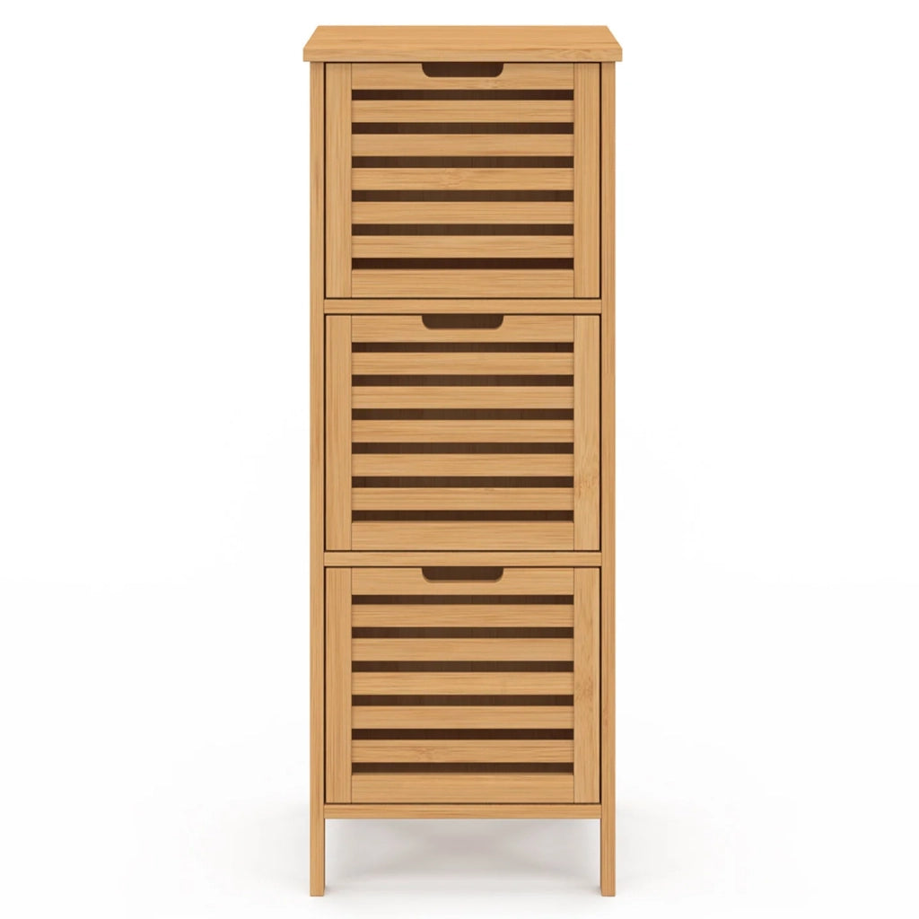IDMarket - Mobile bagno BEA a 3 ante in bambù 30 x 30 x 80 cm