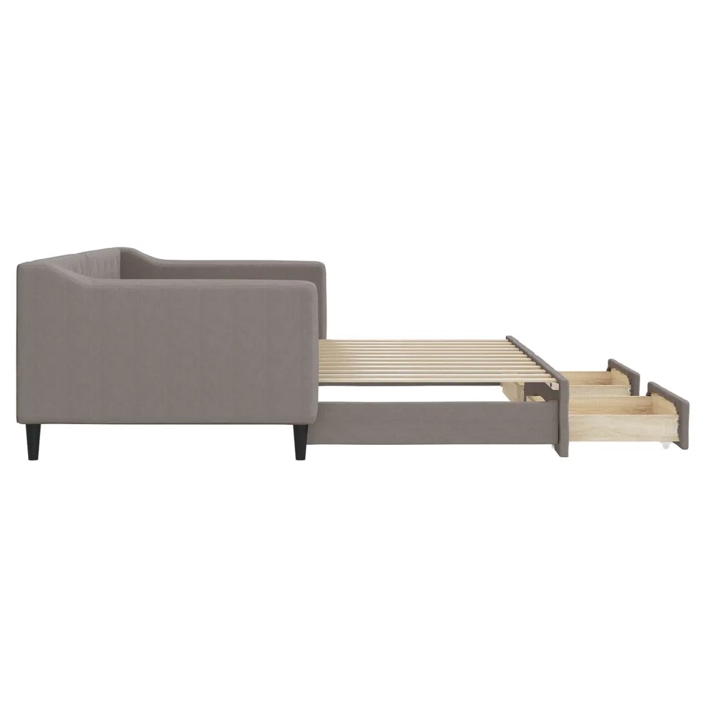 vidaXL Divano Letto Estraibile con Cassetti Tortora 90x200 cm Tessuto