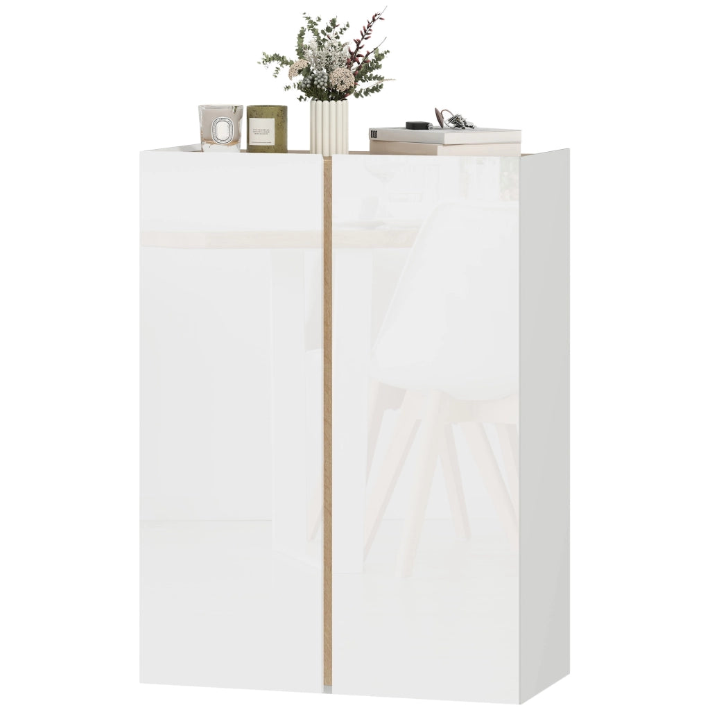 Scarpiera con ante a scorrimento e sistema soft close ¨C Minimal ¨C Legno, bianco, 80x30x100 cm