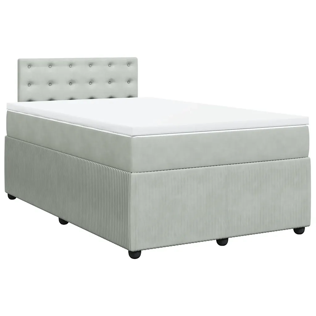 Giroletto a Molle con Materasso Grigio Chiaro 120x190cm Velluto