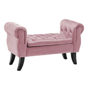 Divanetto In Velluto Panca Contenitore Pouf PortaOggetti Panca Sgabello A Pie Di Letto Cassapanca Ingresso Legno Massello Panchina - RosaAntico