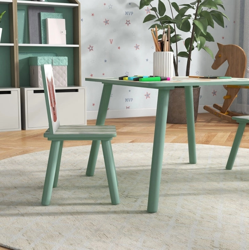 Set tavolo e 2 sedie per bambini verde