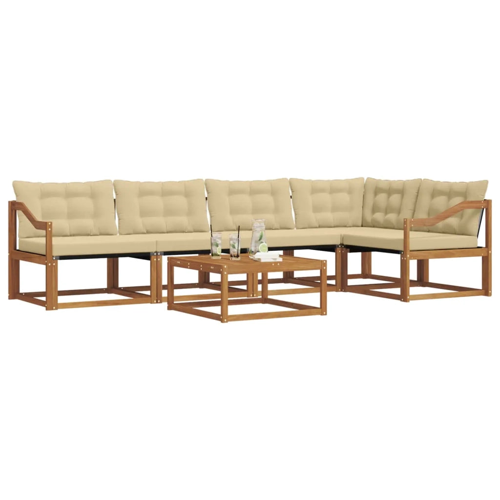 Set di divani da esterno con cuscino 6 pcs Naturale e Beige 3369492