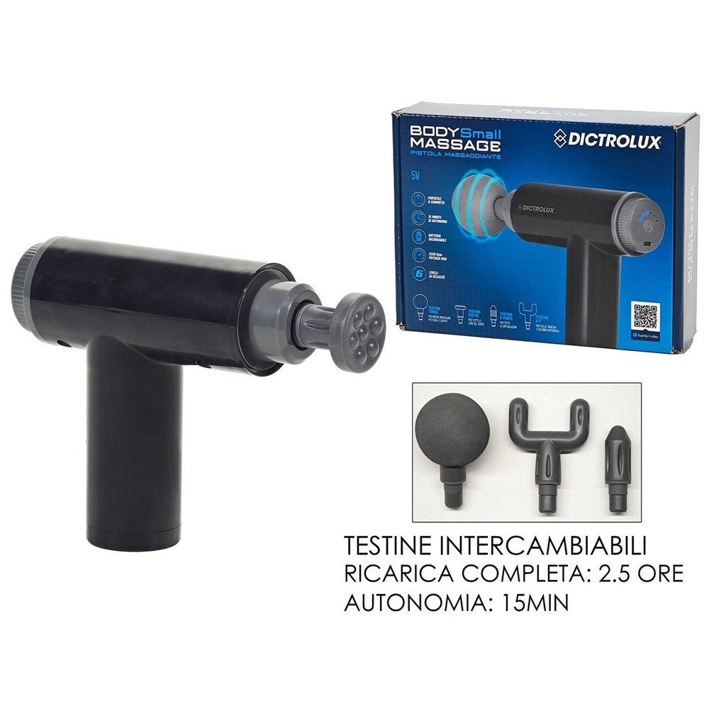 Trade Shop - Pistola Per Massaggi Vibrazioni Vibratore A Percussione Massaggiatore Muscolare 4 Testine -