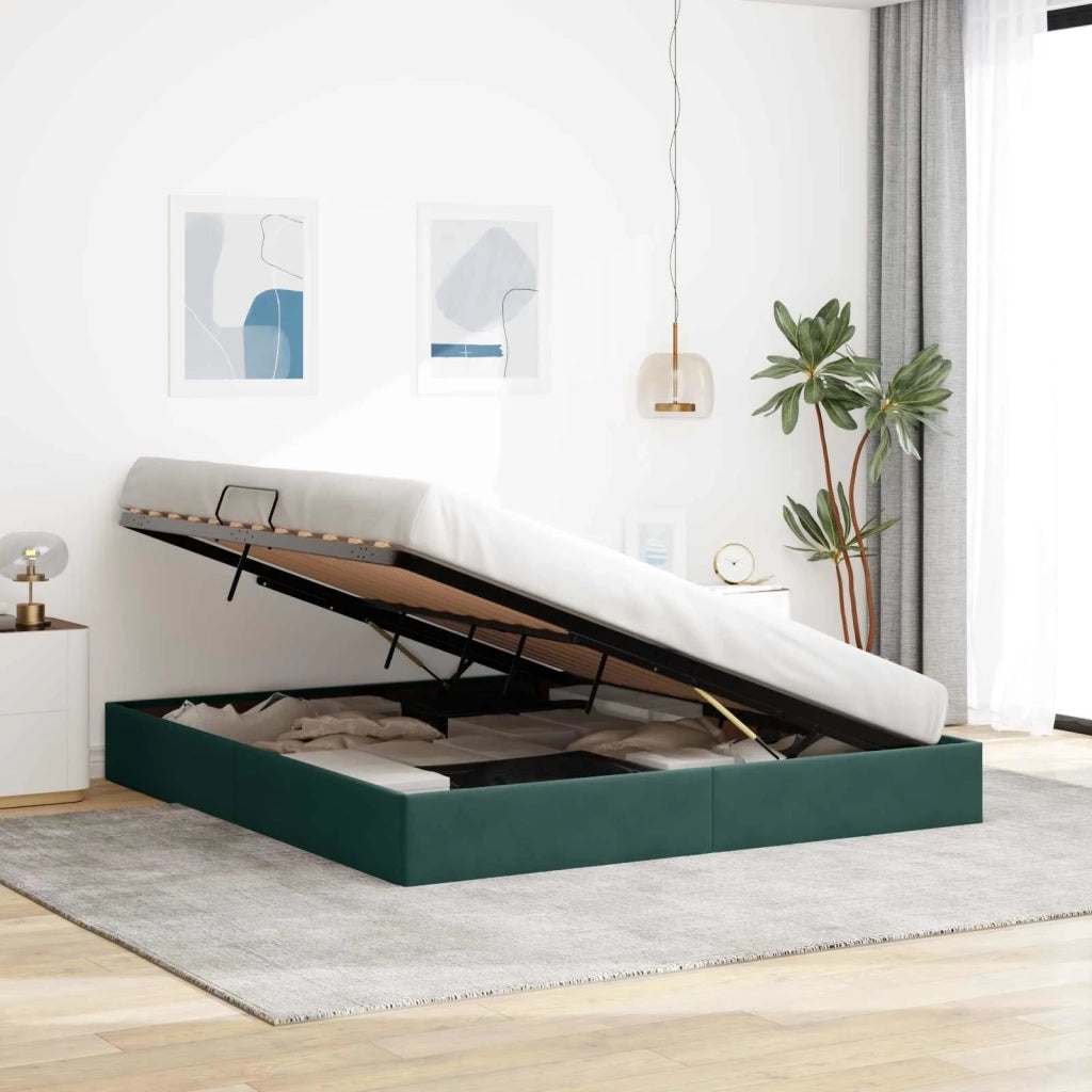 Letto ottomano Verde Scuro 180 x 200 cm Velluto