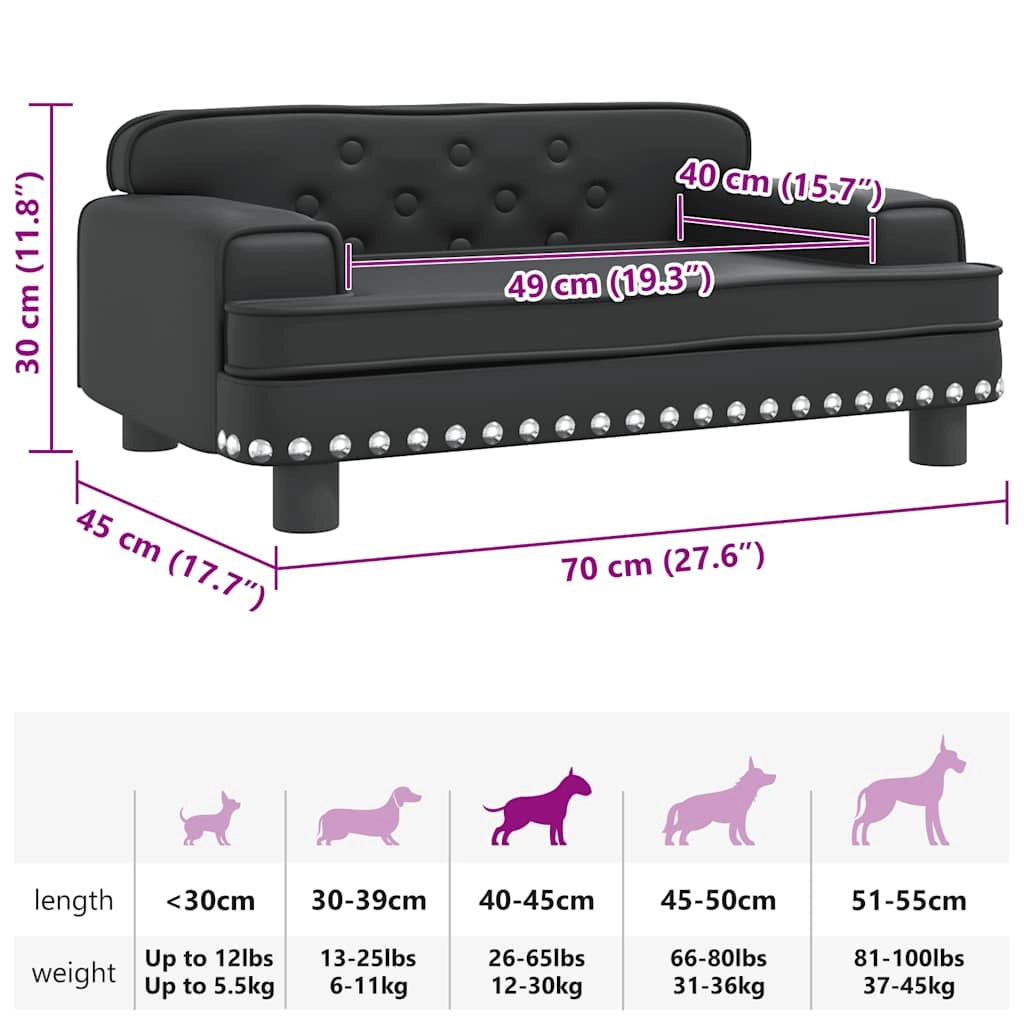 Cuccia per cani comoda cesta da divano 70 x 45 x 30 cm similpelle nera 02_0042832