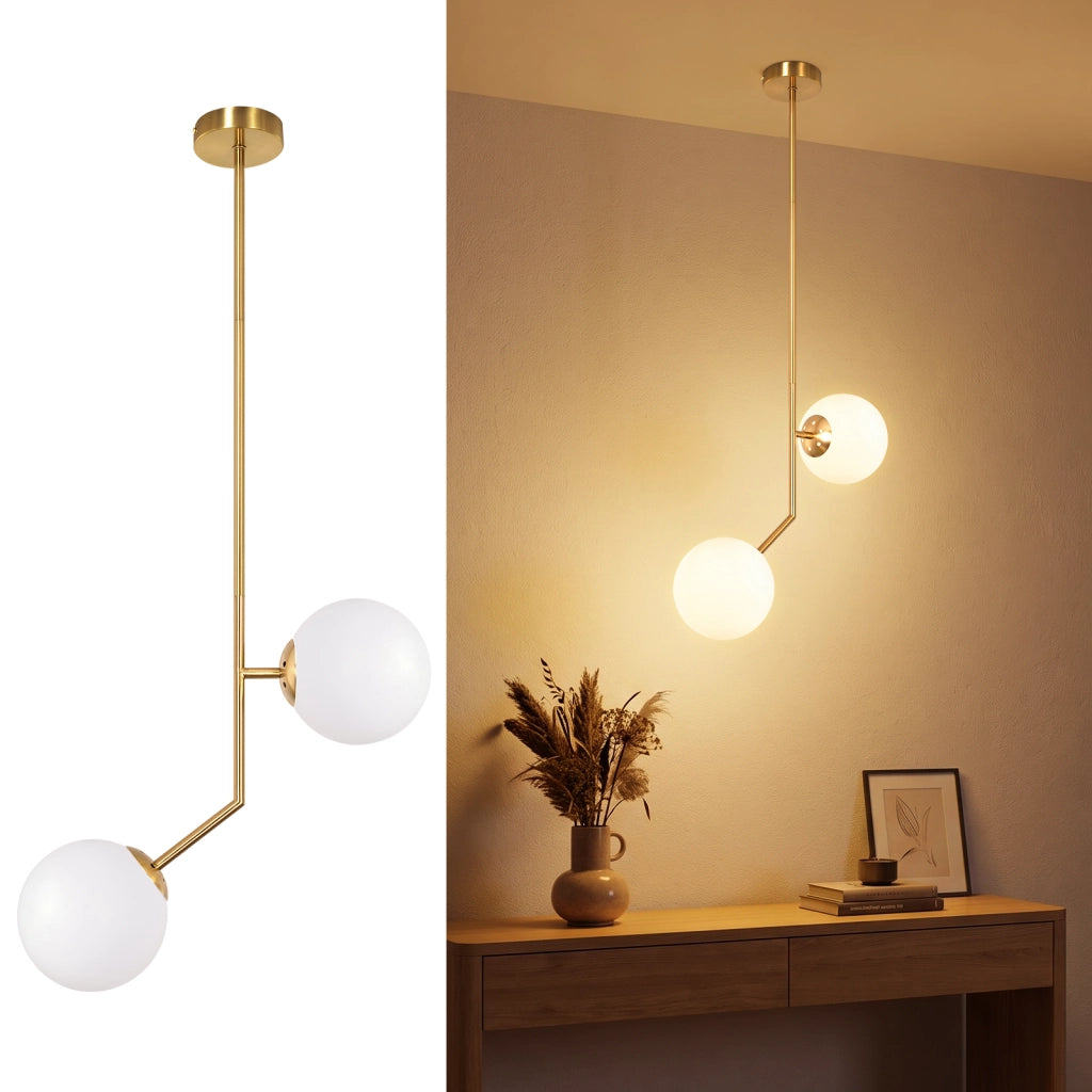 ZMH Lampada a Sospensione 2 Luce Vetro G9 Moderna per Camera Soggiorno senza lampadine