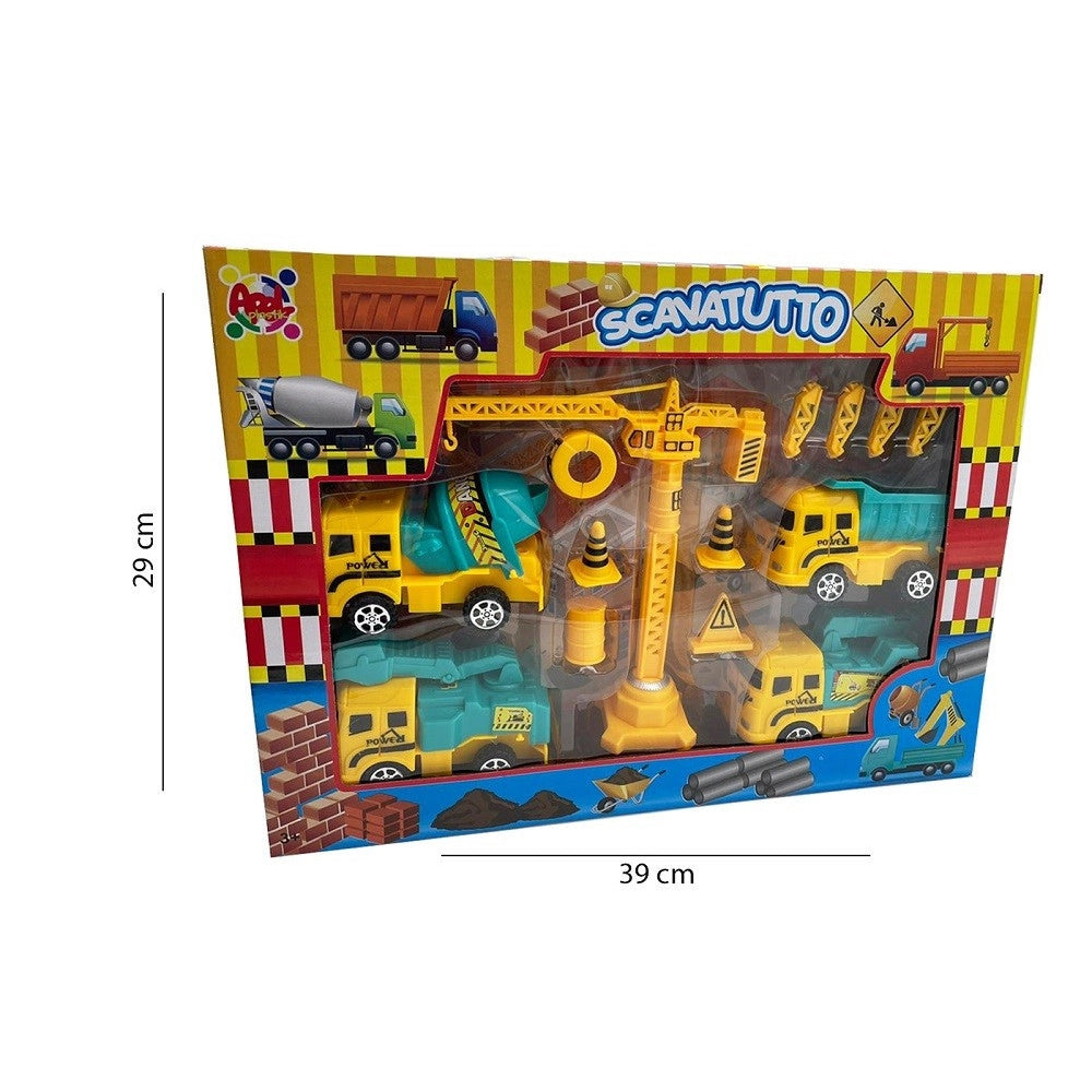 Trade Shop - Set Gioco Scavatutto Per Bambini Mini Gru +3 Anni Playset Modellini Accessori -