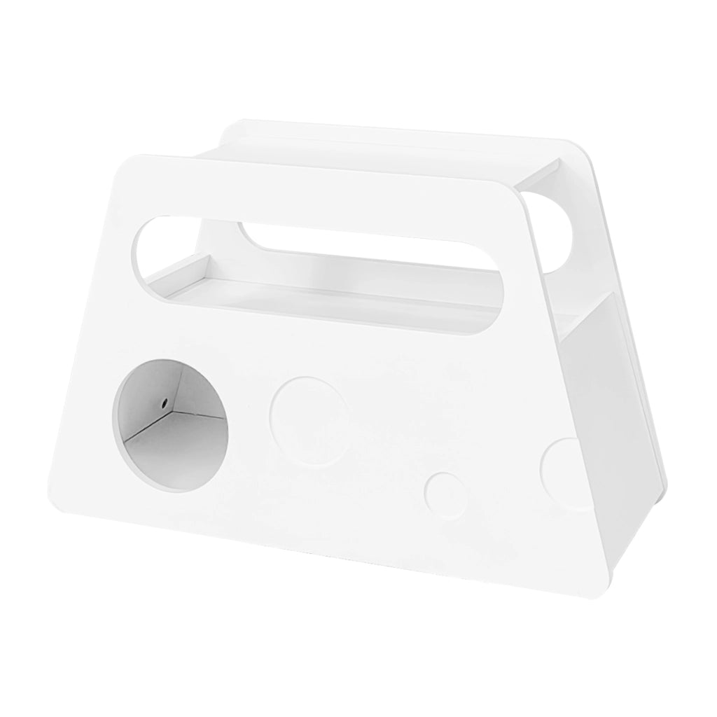 Tavolino Portaoggetti con Ruote e Aperture Laterali; Design Arrotondato; Stile Minimal; in MDF e Truciolare; 81×33×51;5 cm; Bianco