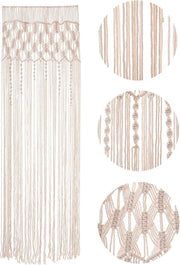 Tappeto a maglia artigianale, tessuto a maglia macramè, portiera boho per matrimonio, sfondo, tende, decorazione domestica (stile A/74 x 203 cm/29 x 80 pollici)