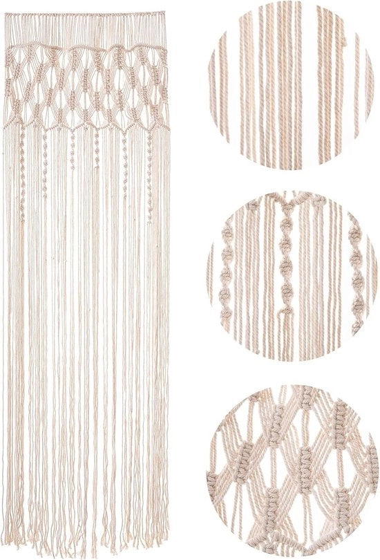 Tappeto a maglia artigianale, tessuto a maglia macramè, portiera boho per matrimonio, sfondo, tende, decorazione domestica (stile A/74 x 203 cm/29 x 80 pollici)