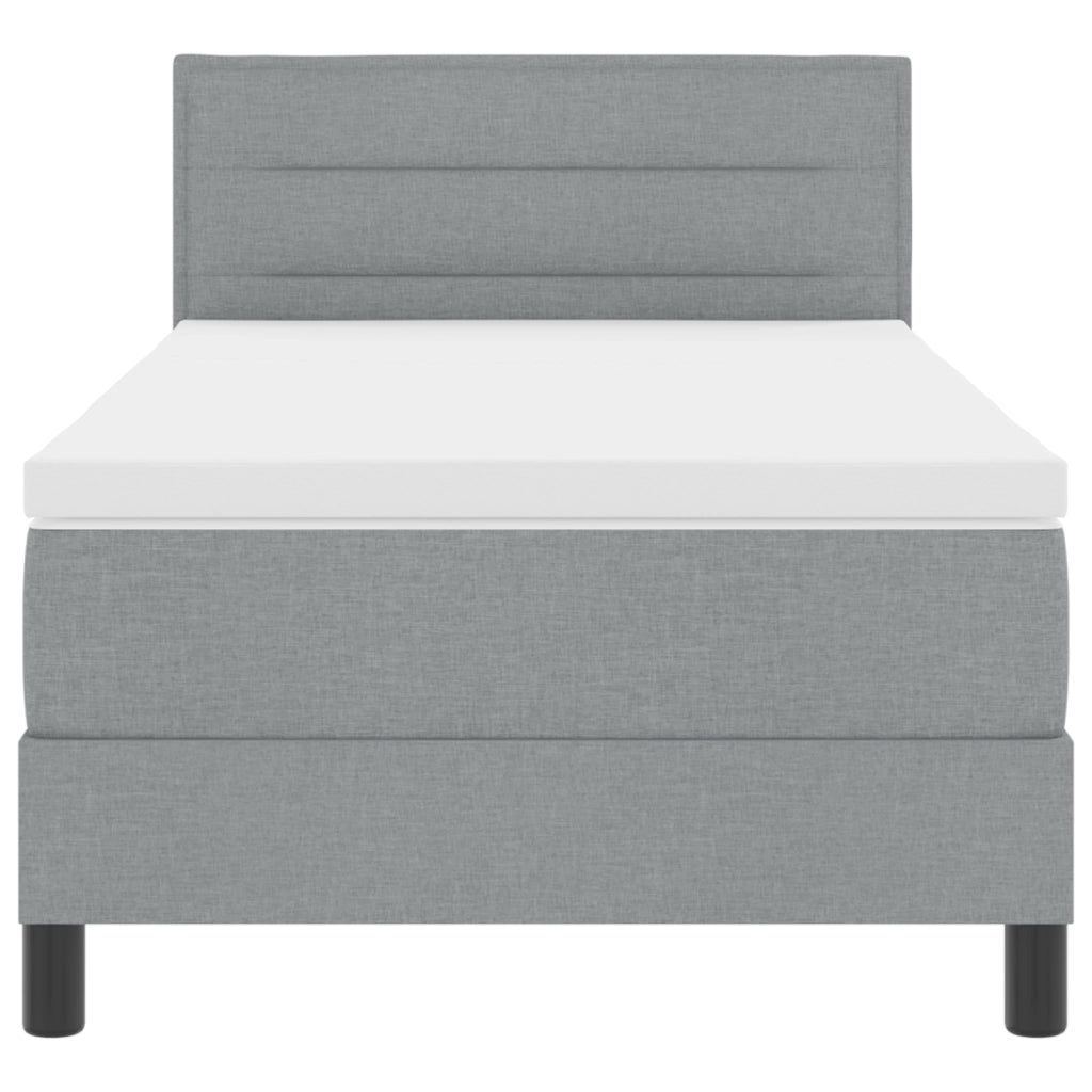 Letto Box Spring con Materasso e Luce LED Grigio Chiaro 90x200 cm Tessuto