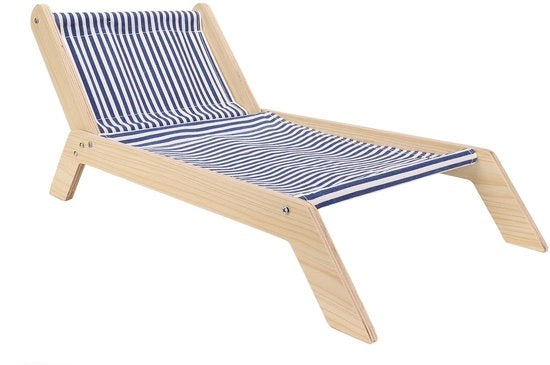 Sedia a Sosta per Gatti con Struttura in Legno - Sedia a Dondolo per Gatti con Graticola - Sedia da Giardino per Gatti - Materasso per Gatti con Struttura Elevata - Design Beach Lounge - Flessibilità e Comfort