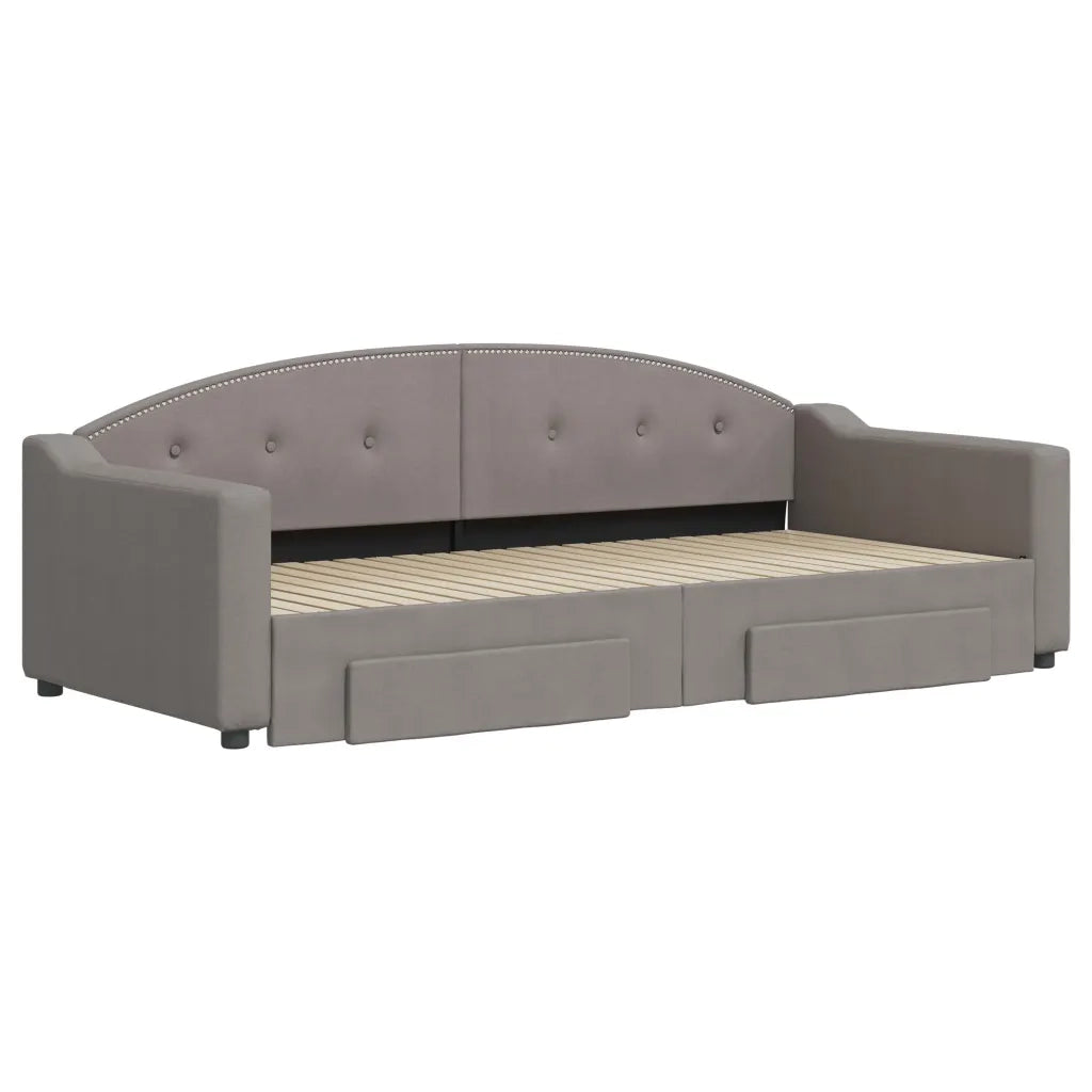 Divano letto | Sof¨¤ letto | Letto singolo Estraibile con Cassetti Tortora 90x200 cm Tessuto