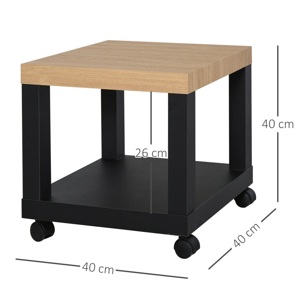Tavolino con ruote ¨C zephmum ¨C 40x40x40 cm, naturale e nero