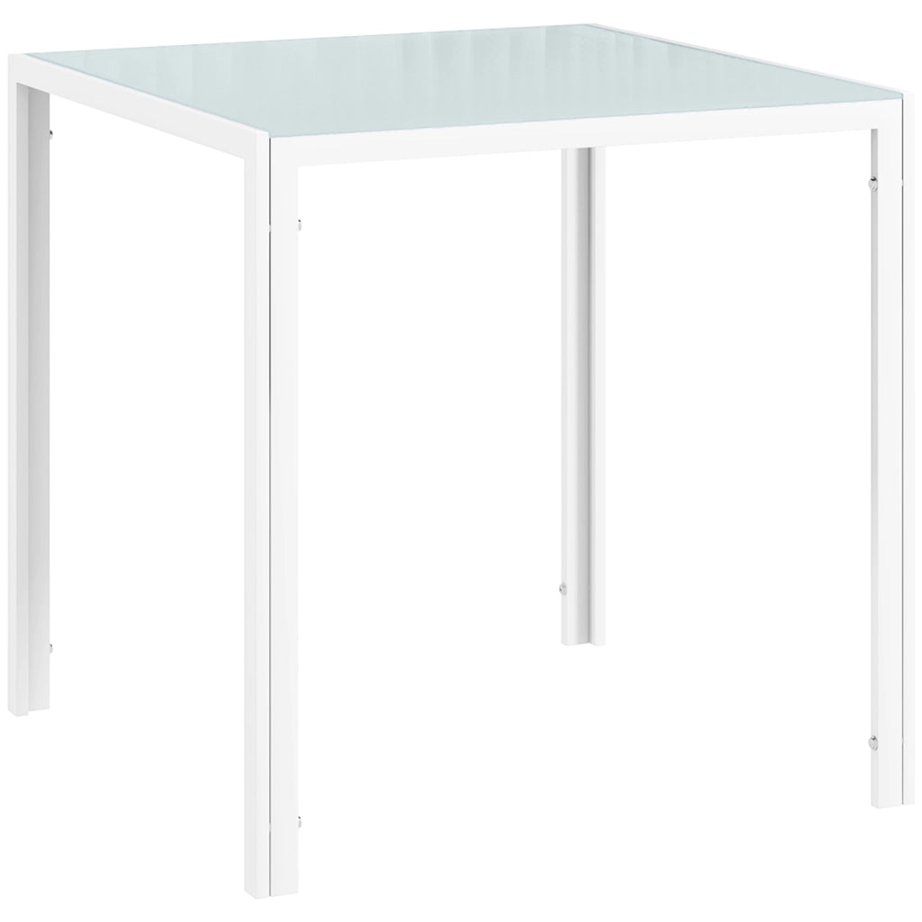 Tavolo da pranzo - quadrato per 4 - piano in vetro temperato - 75x75x75 cm - bianco - fino a 80 kg
