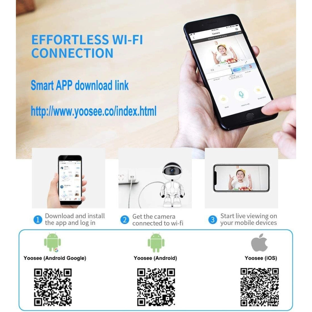 Trade Shop - Telecamera Ip Sorveglianza Robot Q-s39 5.0 Mp Robot Smart Camera 1080p Sicurezza -