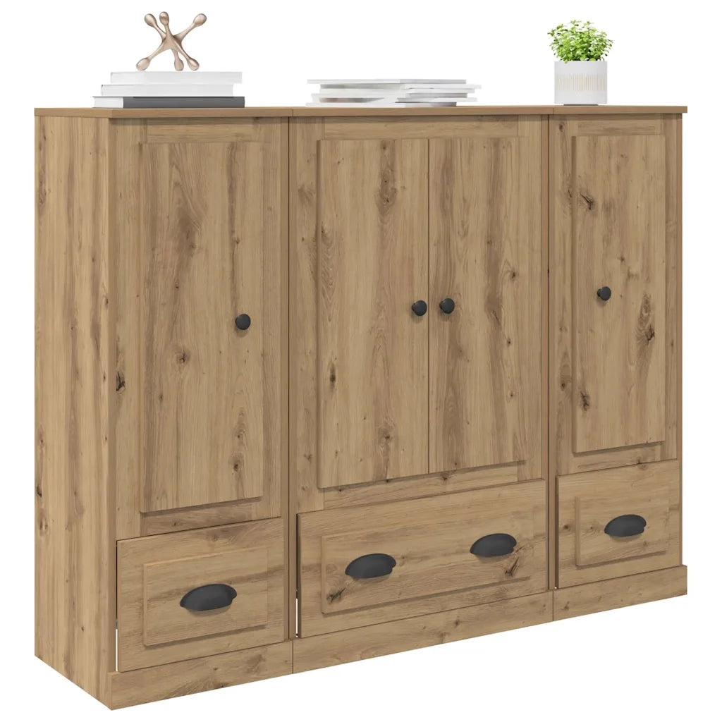 Credenza 3 pcs Rovere artigianale Legno multistrato 3402672