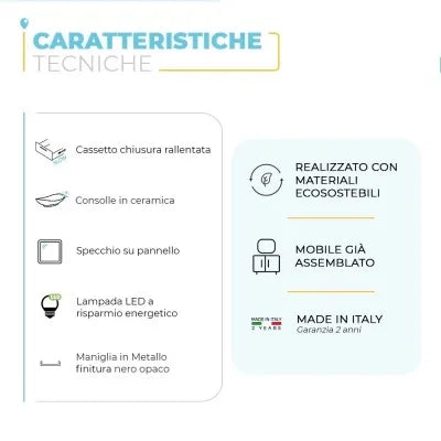 Mobile bagno sospeso 120 cm Smart olmo/lava con specchio