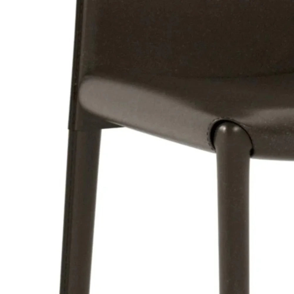 Set di 4 sedie da pranzo imbottite in similcuoio cioccolato Luma con struttura in metallo facili da pulire | Duzzle