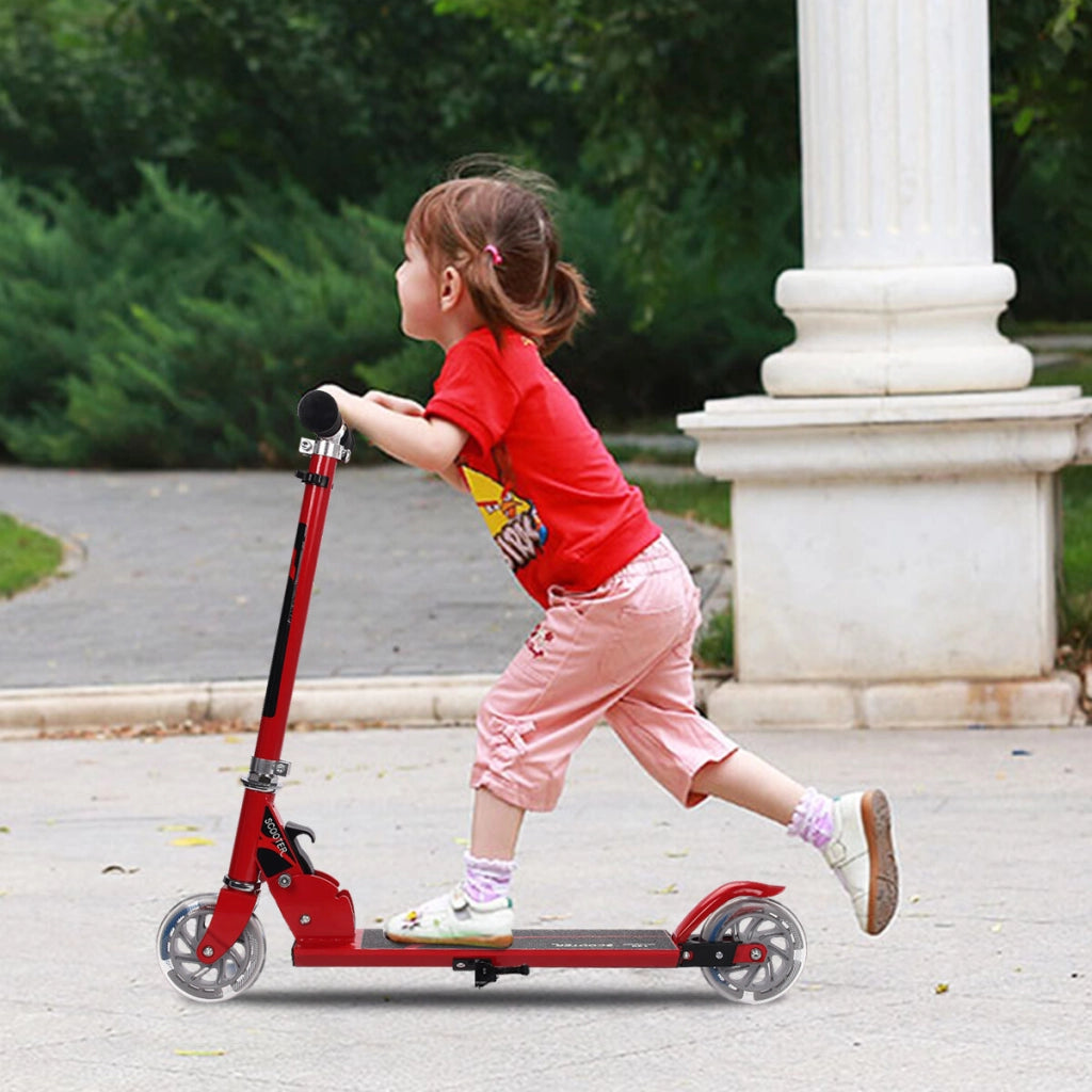 Monopattino a 2 ruote lampeggianti per bambini e sedia girevole a 360¡ã, Sedia sensoriale per bambini e monopattino in alluminio Rosso