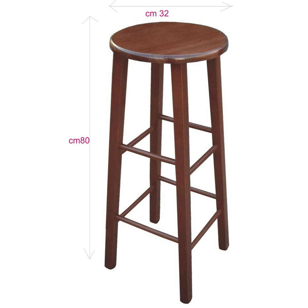 Sgabelli bar di set 2 rotondi h 80 cm noce scuro gambe dritte