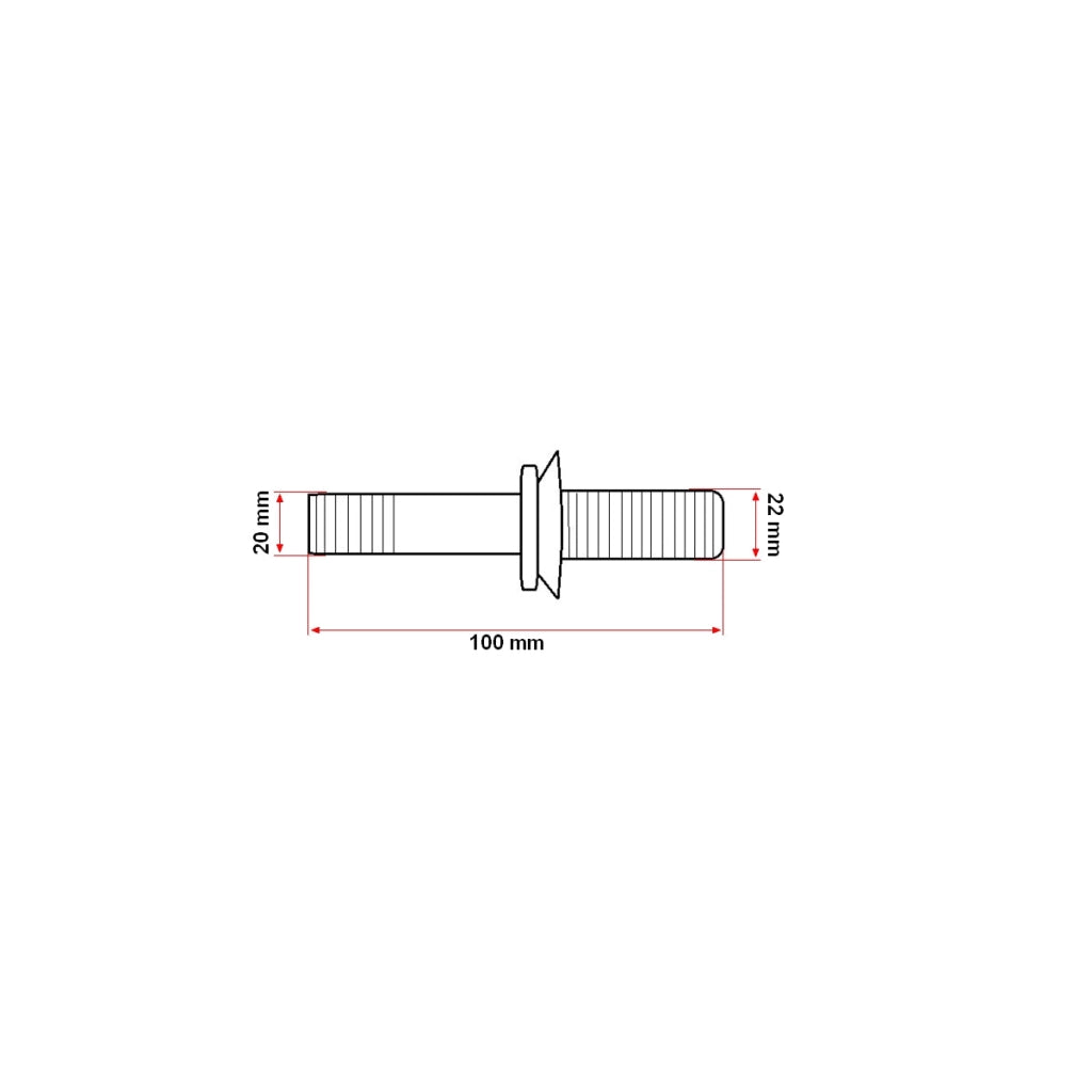 Perno del rimorchio 7 tonnellate fi 20 attrezzato, lunghezza 100 mm