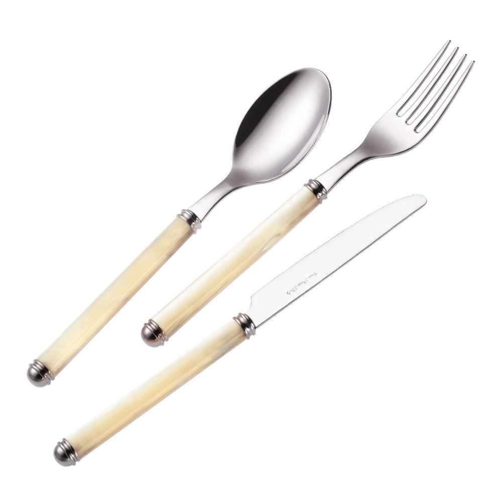 Servizio Set di Posate 24 pezzi in Acciaio Inox Eme Linea Perlato Avorio 13