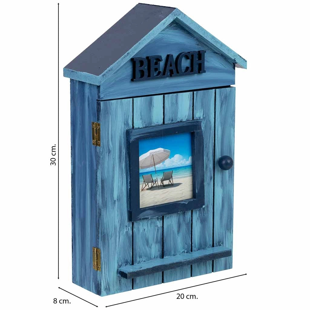 Cassetta portachiavi in ​​legno blu, 20x8x30h cm