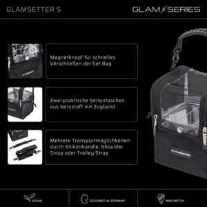 GlamSeries GlamSetter S Borsa per trucco 175 x 165 x 230 mm, beauty case trasparente con diverse opzioni di trasporto