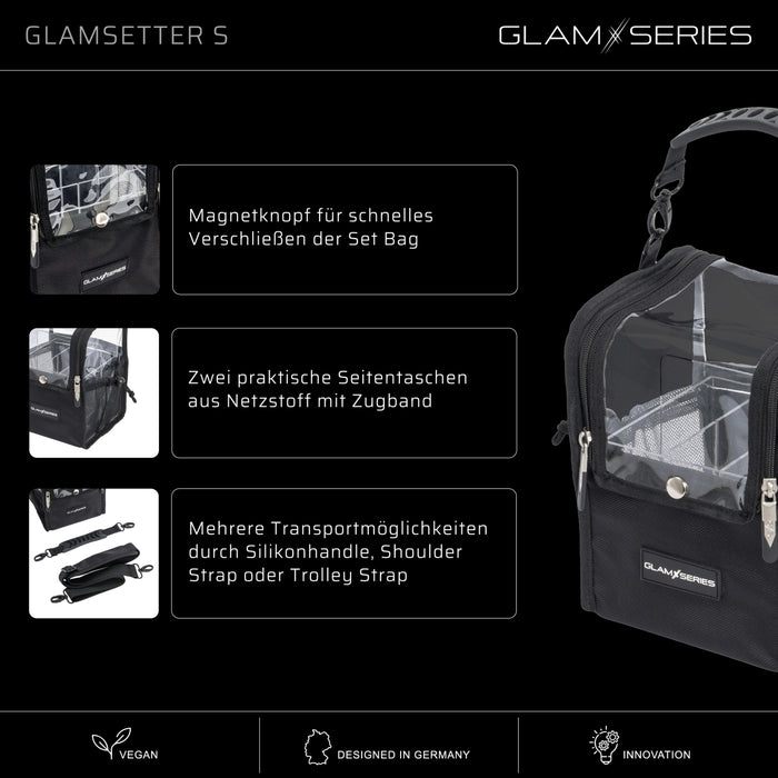 GlamSeries GlamSetter S Borsa per trucco 175 x 165 x 230 mm, beauty case trasparente con diverse opzioni di trasporto
