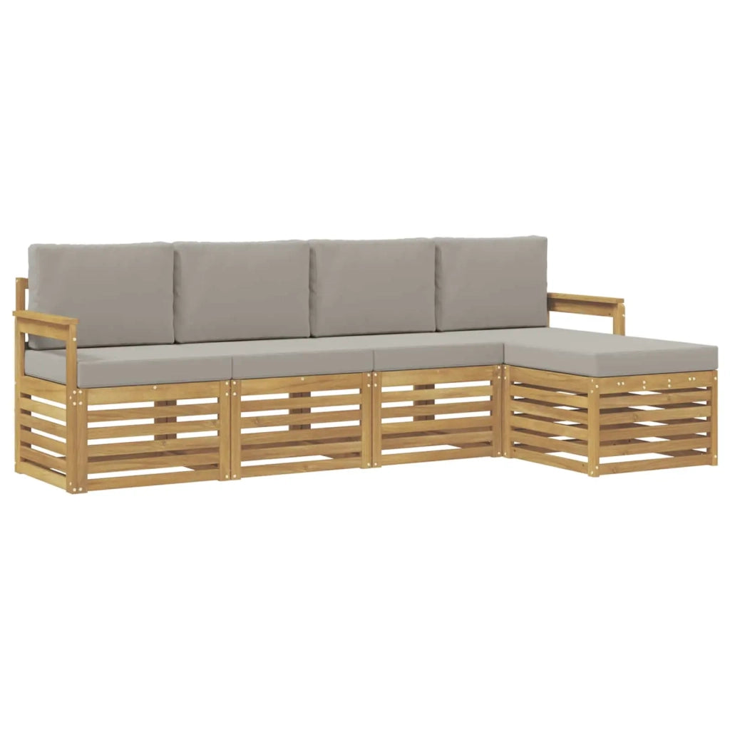 Set di divani da esterno 5 pcs Bianco e Grigio Chiaro