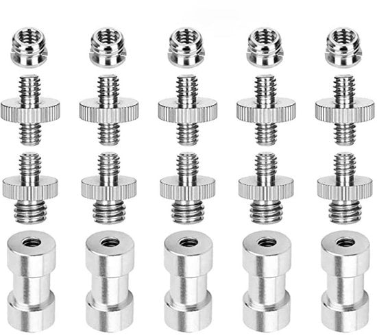 Adattatore per stativo - Adattatore viti per stativo - Argento - Viti per stativo - Adatto per monopode e supporto per luce - 20 pezzi
