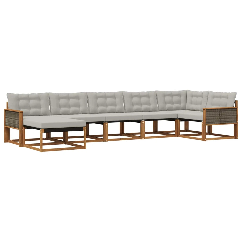 Set di divani da esterno 7 pcs Naturale e Grigio Chiaro