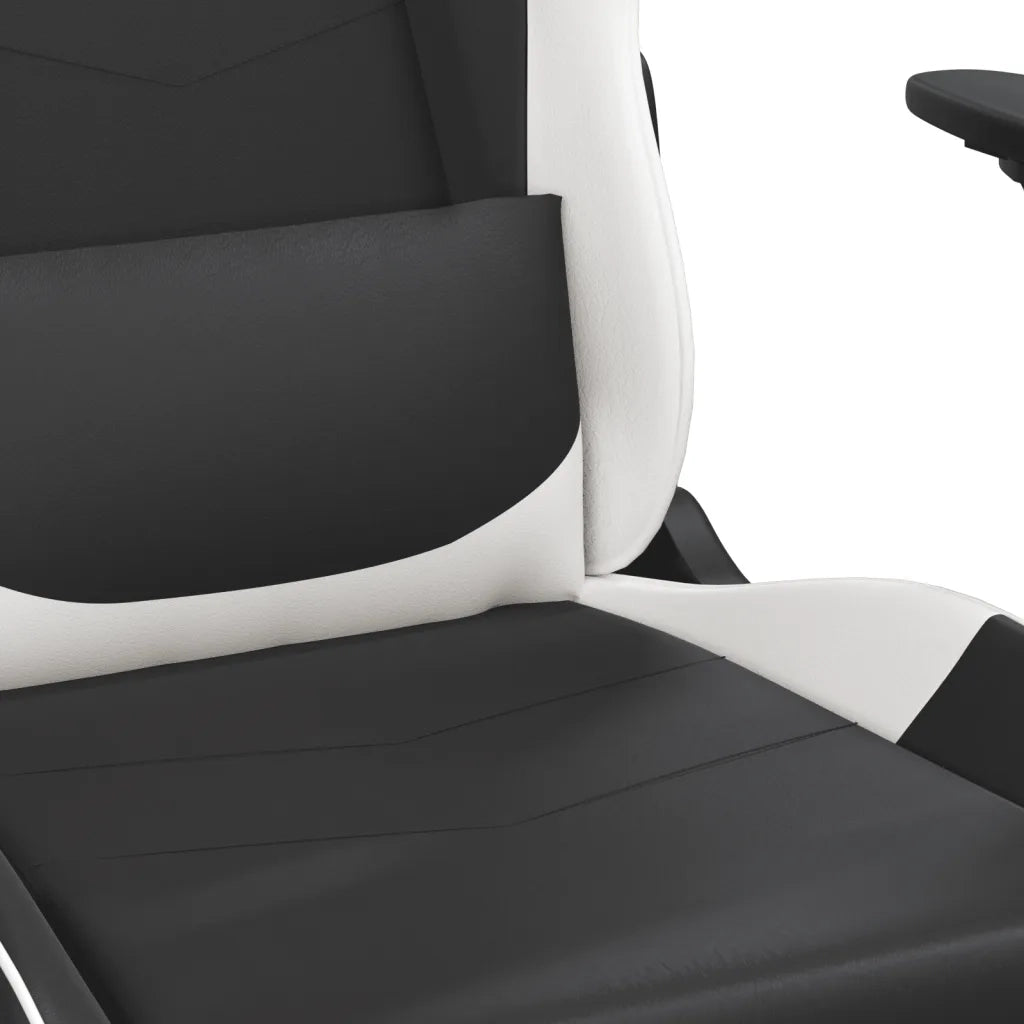 Sedia da Gaming | Sedia da e-sports Massaggiante Nera e Bianca in Similpelle