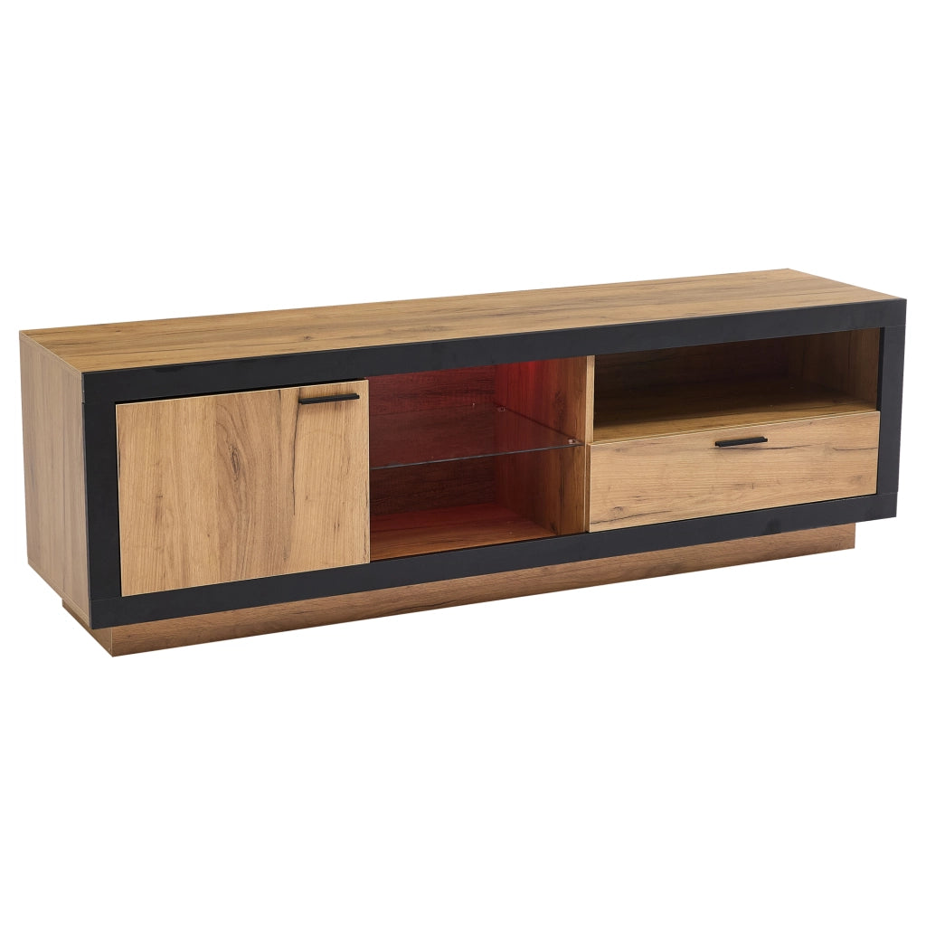 Mobile porta TV con LED RGB, 1 cassetto, 1 armadio e 3 vani aperti, per soggiorno e gaming, 160 × 40 × 50 cm
