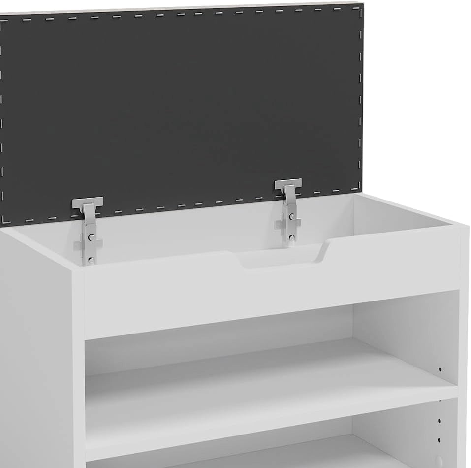 Vicco Panca scarpiera da ingresso Rolfe, Bianco, 60 x 45 cm, per la conservazione delle scarpe e compatibile con i mobili Rolfe