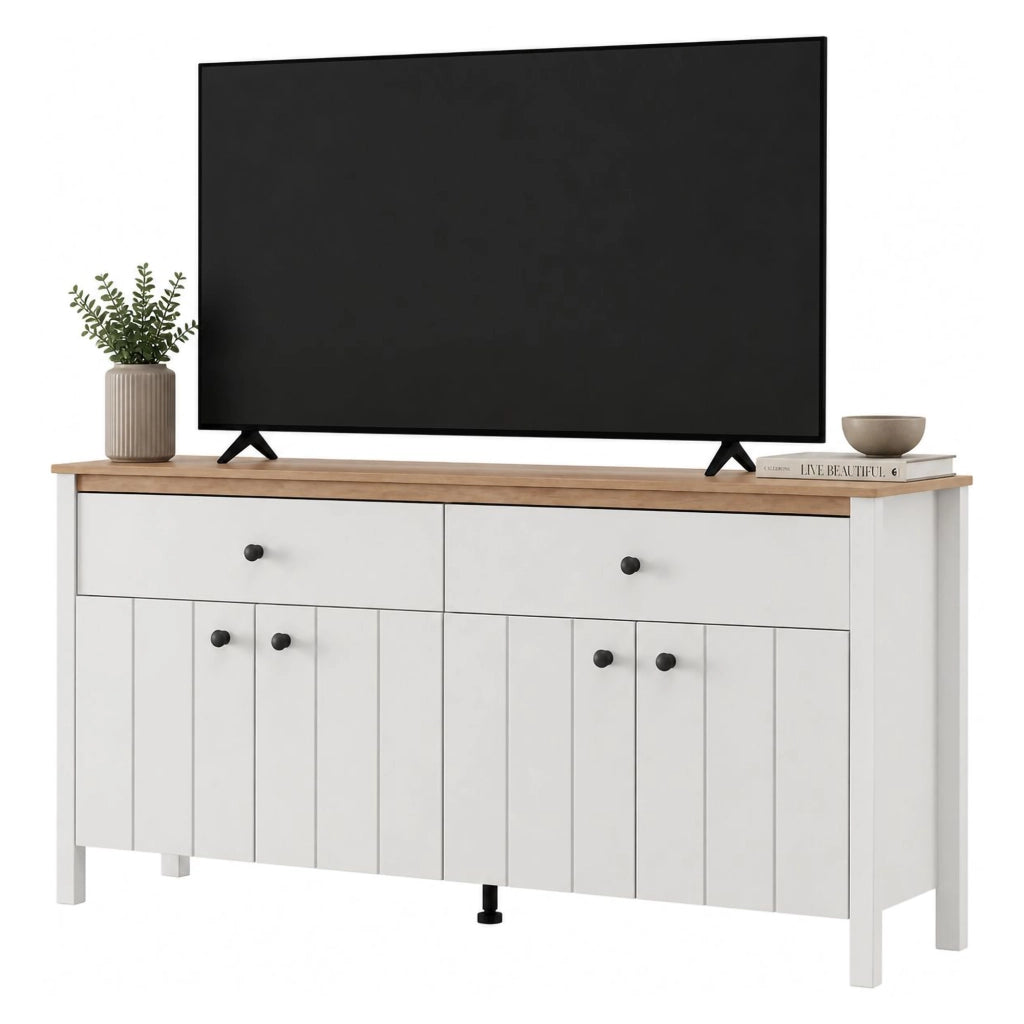 Madia Belve, Credenza 3 Ripiani, 163x40x92h cm Bianco Opaco