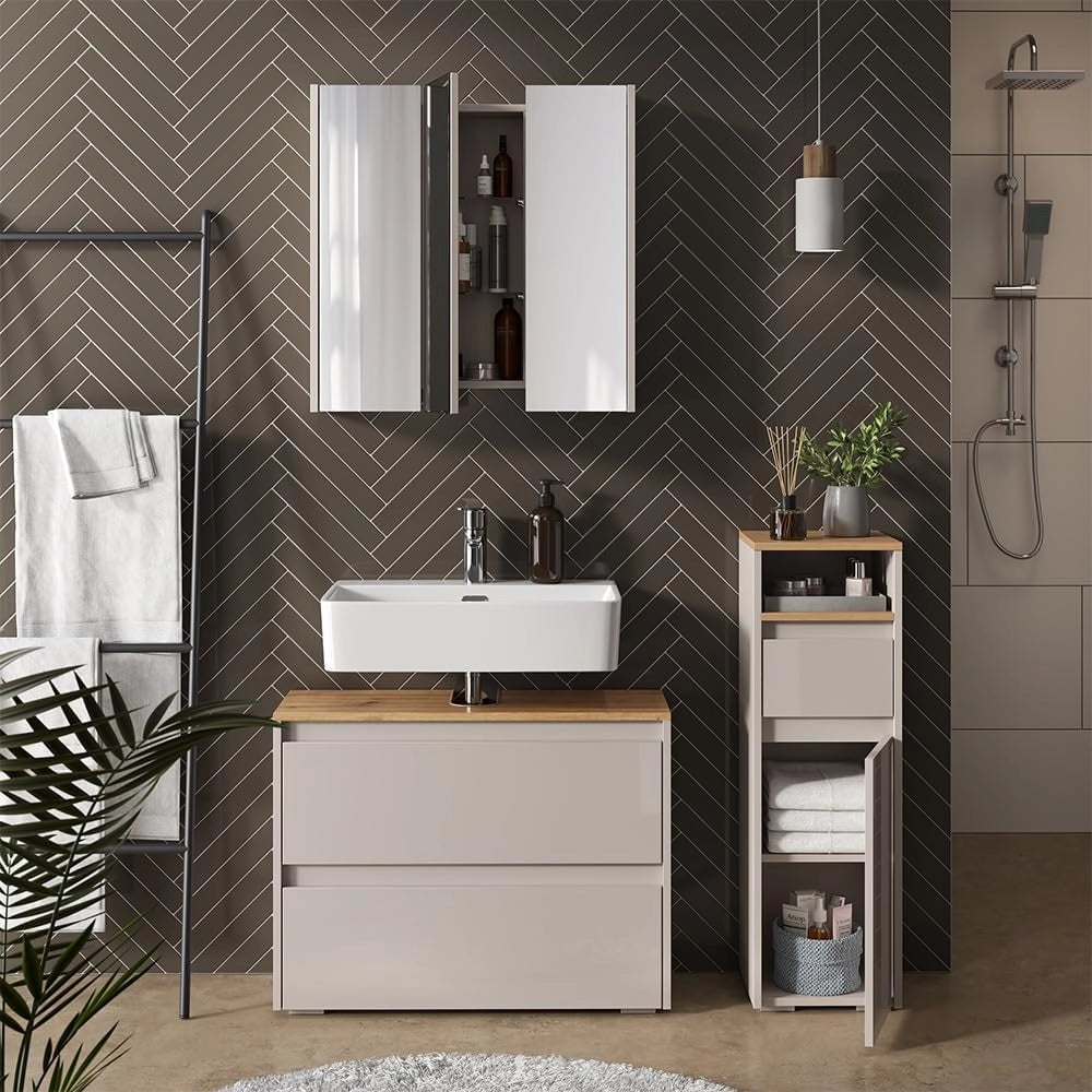 Set di mobili da bagno Majest, Cashmere/Artigianale, 3 parti