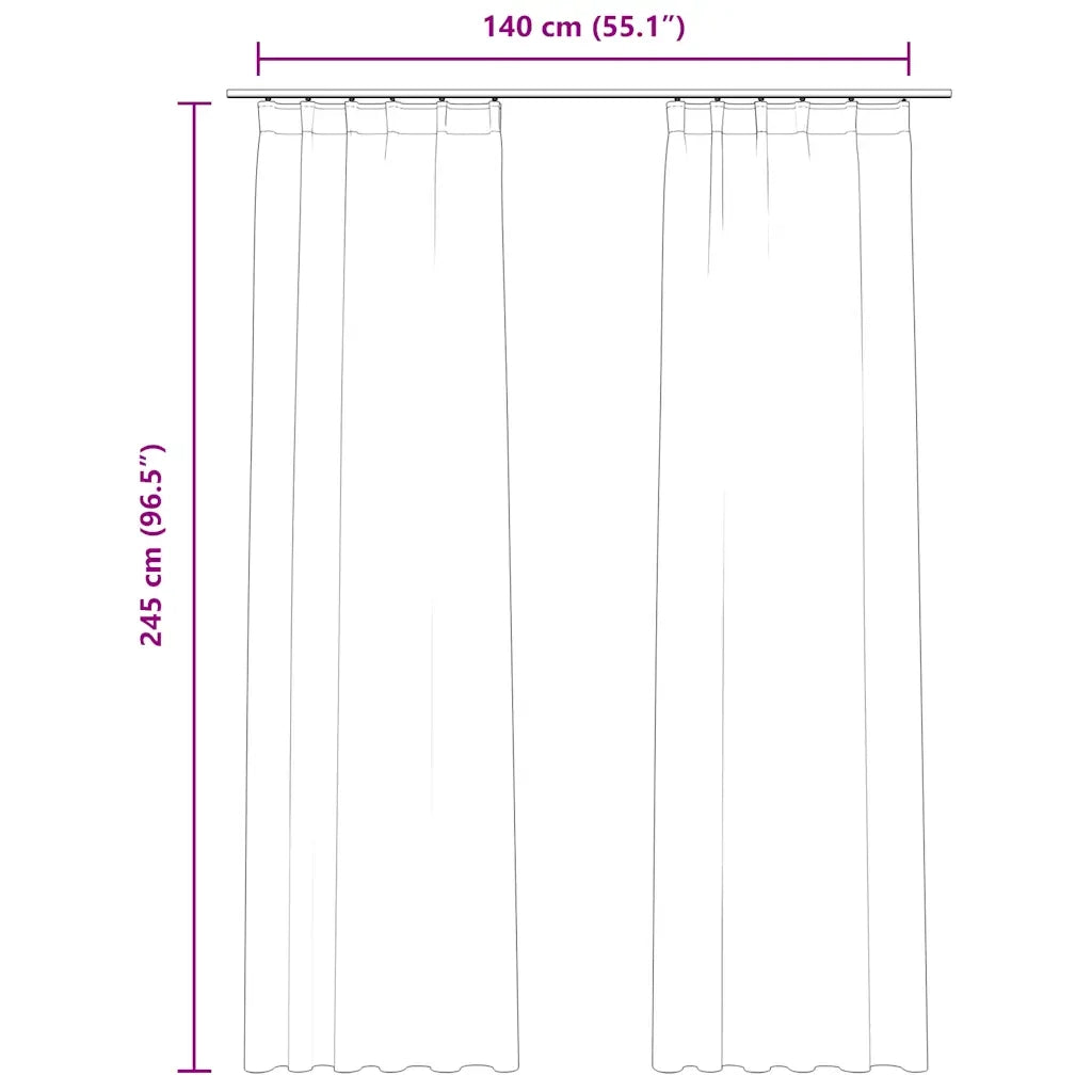 Tende Oscuranti con Ganci 2 pz Beige in Velluto 140x245 cm 134510