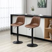 Set di 2 sgabelli da bar 43x49.5x91-111 cm girevoli e regolabili in altezza; acciaio; marrone