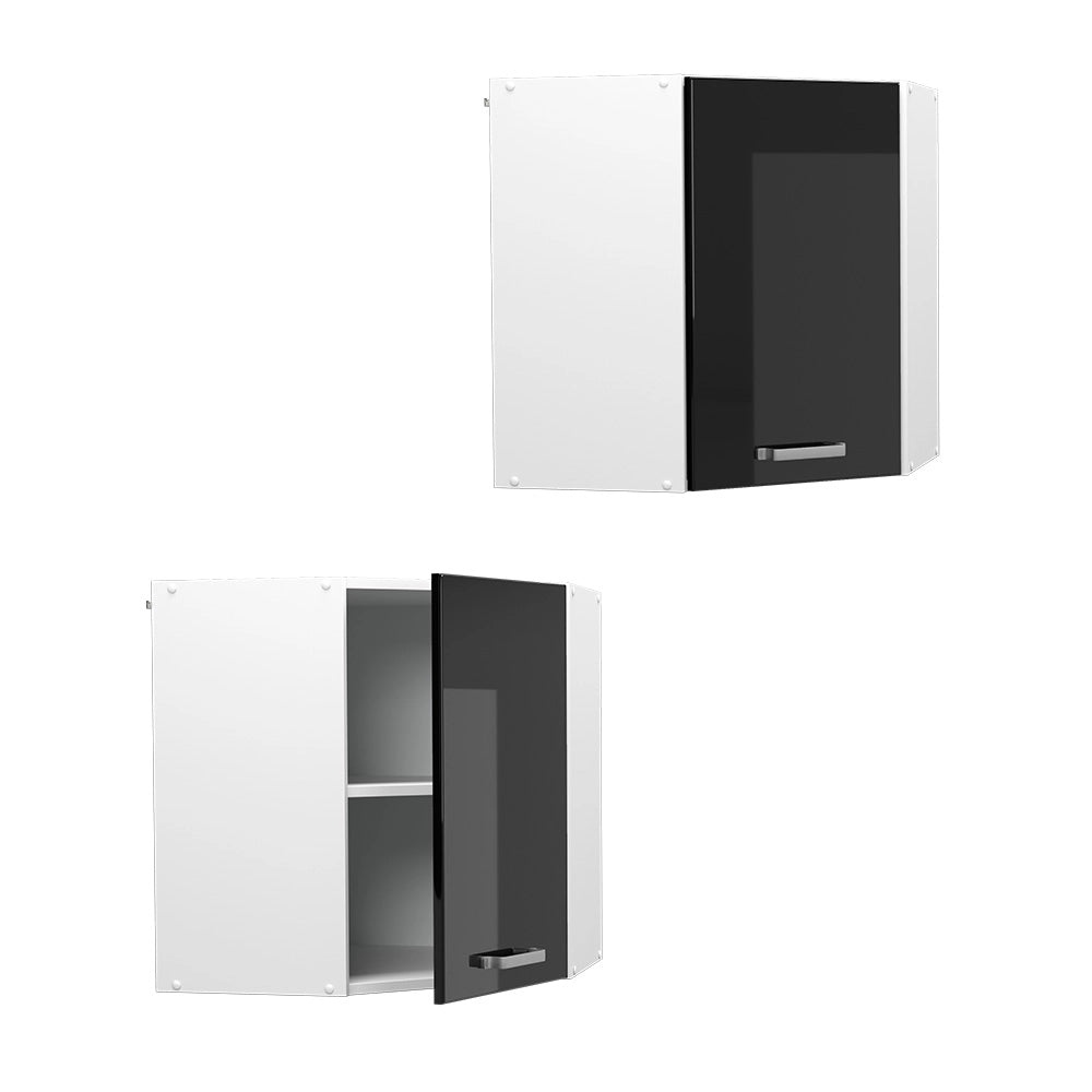 Vicco Pensile universale Nero lucido 57 cm Pensile ad angolo con anta