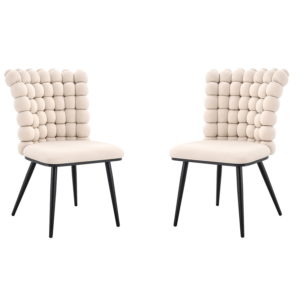 Set 2 sedie da pranzo - Xylo - velluto crema gambe nere