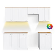 Vicco Cucina componibile Bianco 240 cm , PL Goldkraft con striscia LED