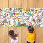 Scheda da pittura gigante per Pasqua "Buona Pasqua" - dimensioni 762x1829 cm - decorazioni per bambini per Pasqua a casa - grande tovaglia da tavolo da pittura.