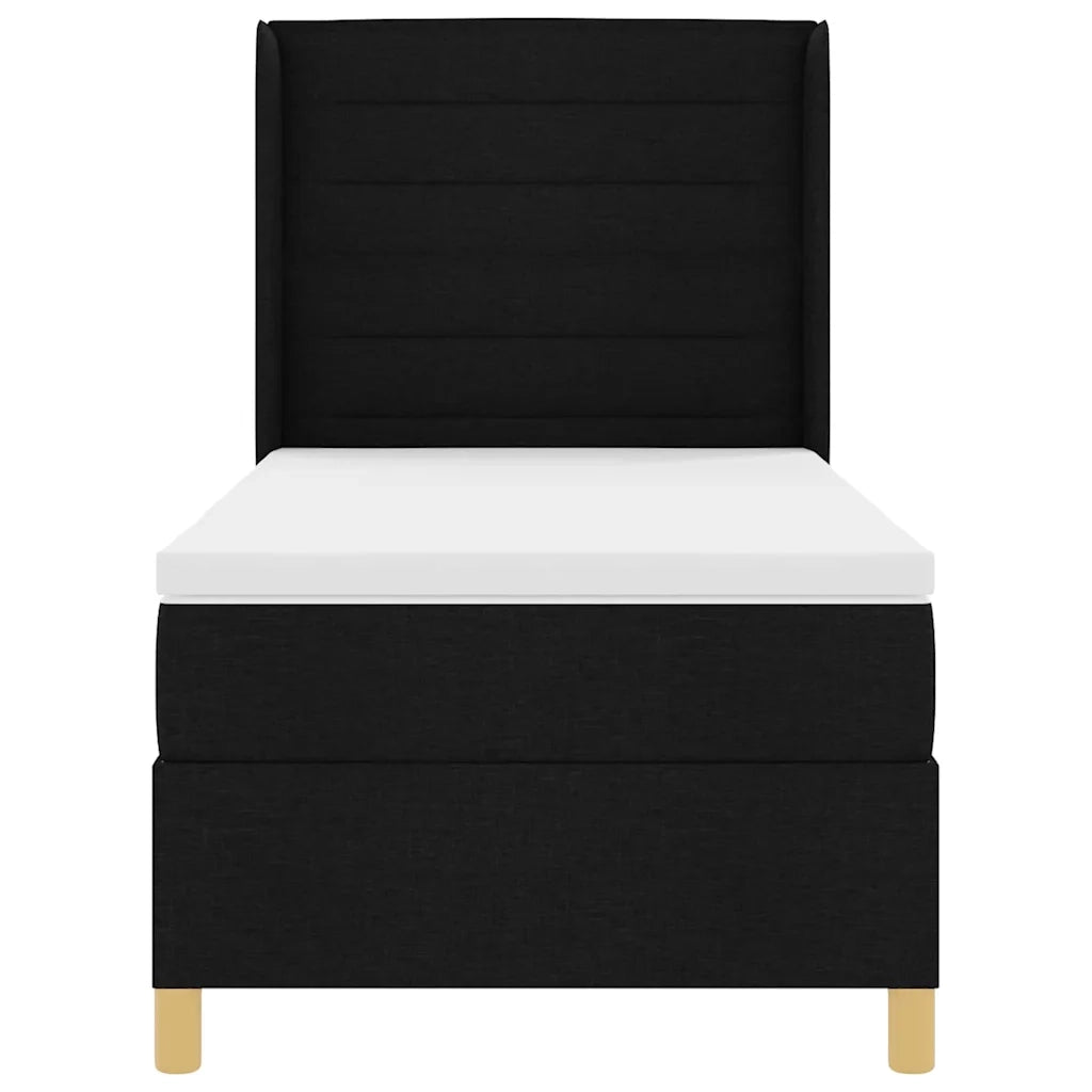 Letto a molle con materasso Nero 90 x 200 cm Tessuto