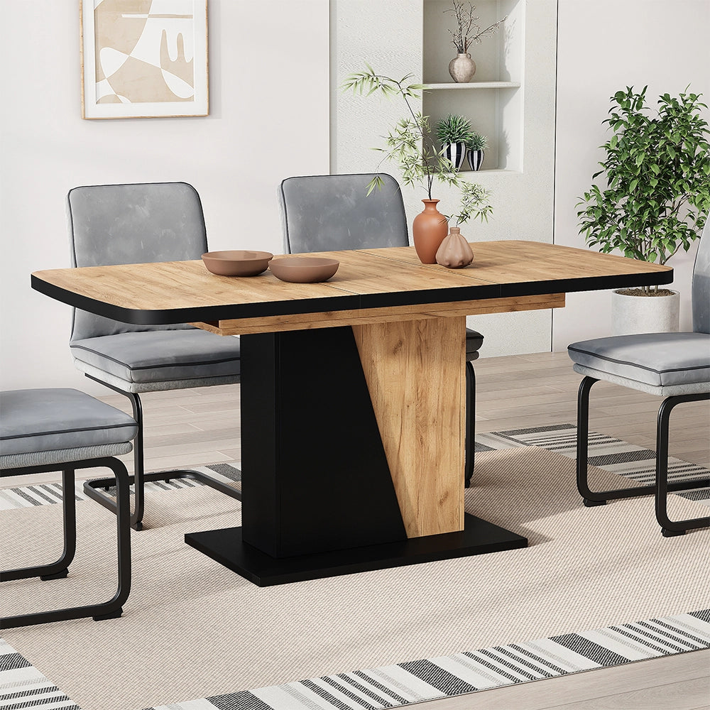 Vicco Tavolo da pranzo Estensibile Rovere nero/oro 120/160 x 80 cm