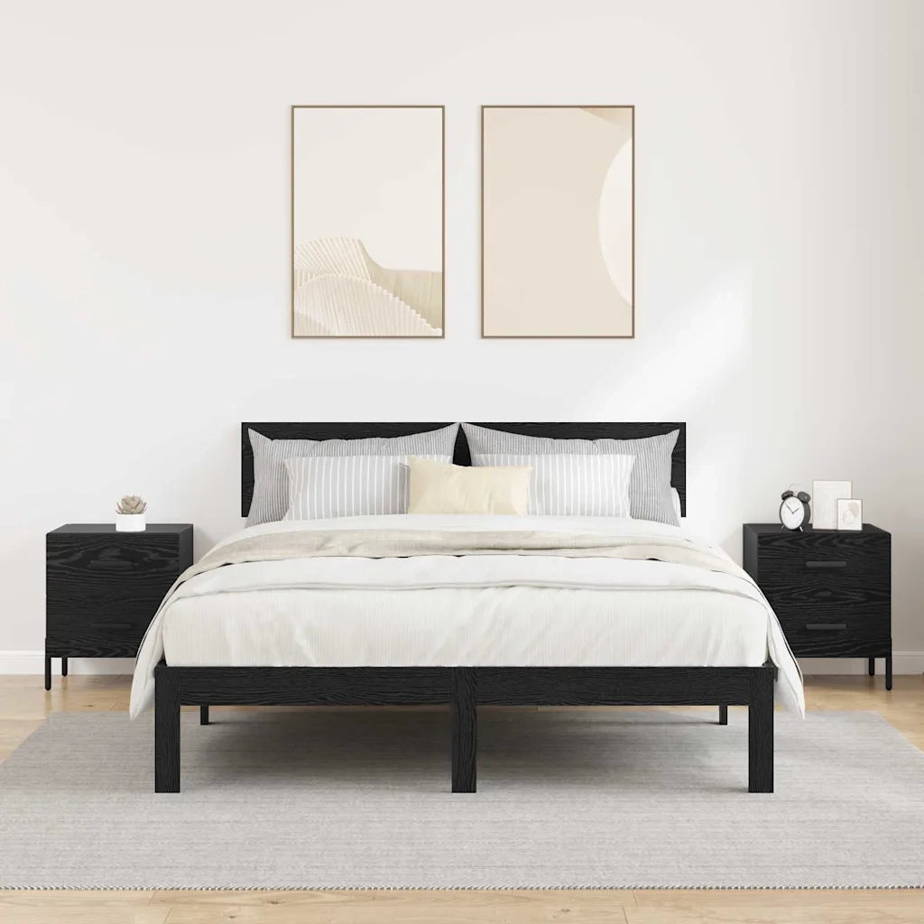 Set di 2 Comodini | Armadio da Notte | Mobiletto da notte Rovere Nero 40 x 35 x 47,5 cm