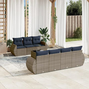 Set Divani da Giardino 8 pz con Cuscini Grigio in Polyrattan 3221130