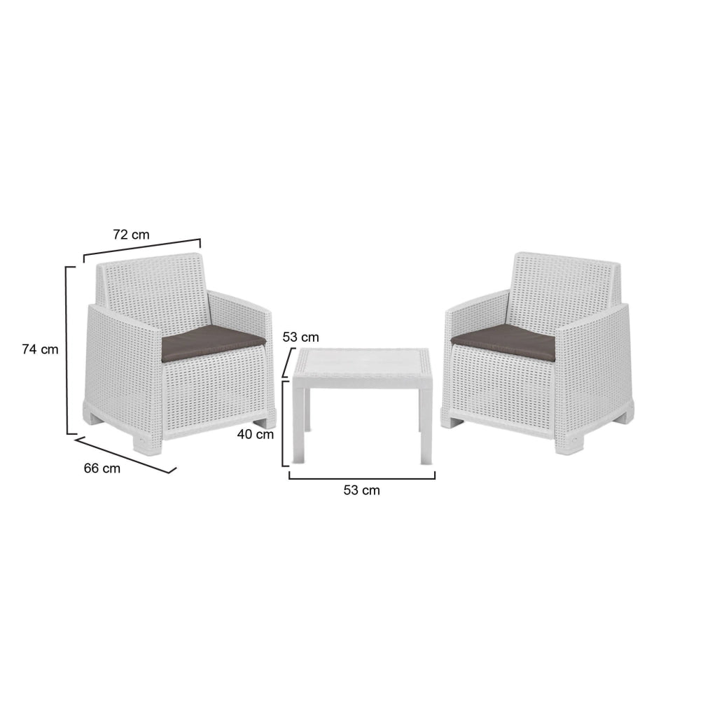 Salottino Outdoor Rosta, set Salotto da Esterno 2 Posti Made in Italy, Bianco